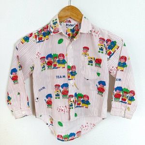 Vintage 80s Boys Sports Football Baseball‎ Shirt  // Size M 5 / 6